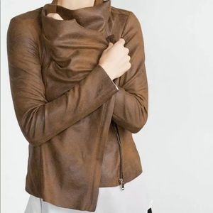 NWT ZARA CAMEL FAUX SUEDE OVERSHIRT JACKET COAT - REF. 2969/240 - SMALL